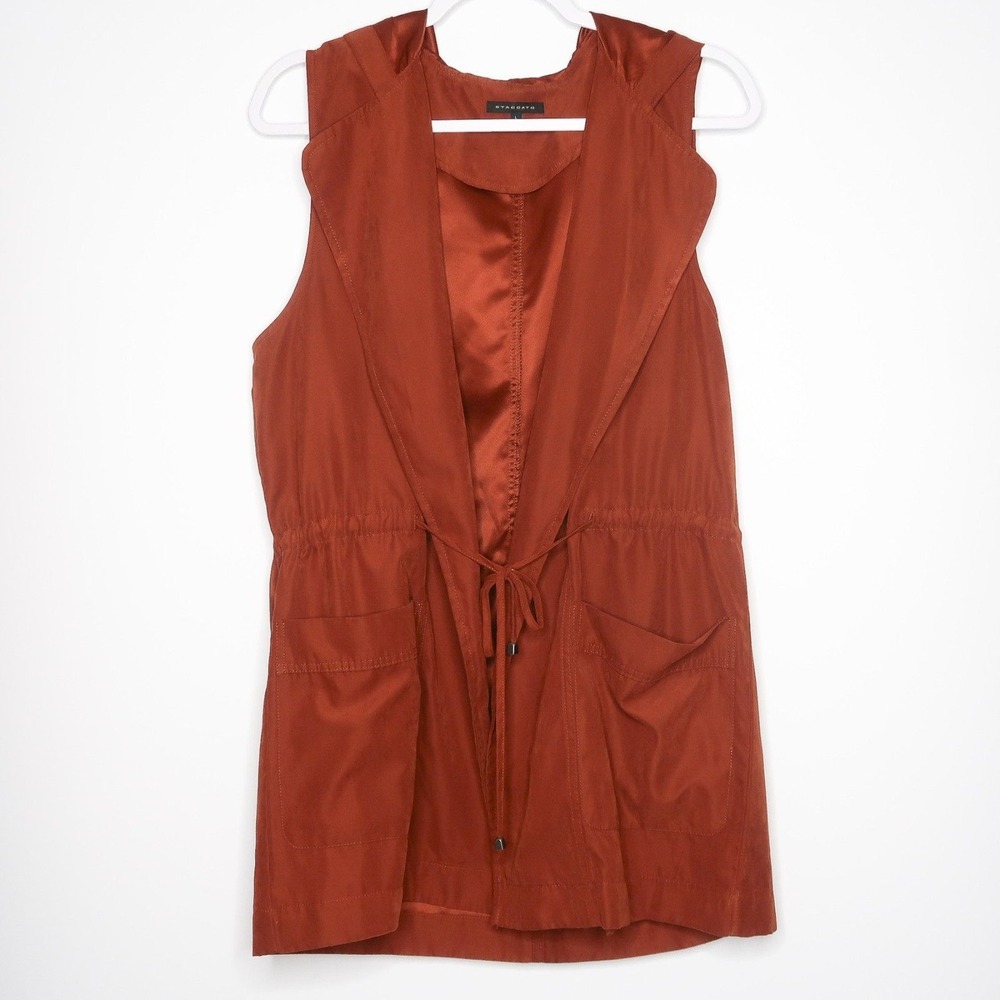 Staccato Womens Burnt‎ Orange Hooded Wrap Suede Vest Size L